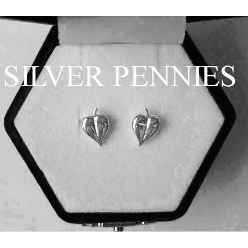 Elements Silver Leaf Stud Earrings