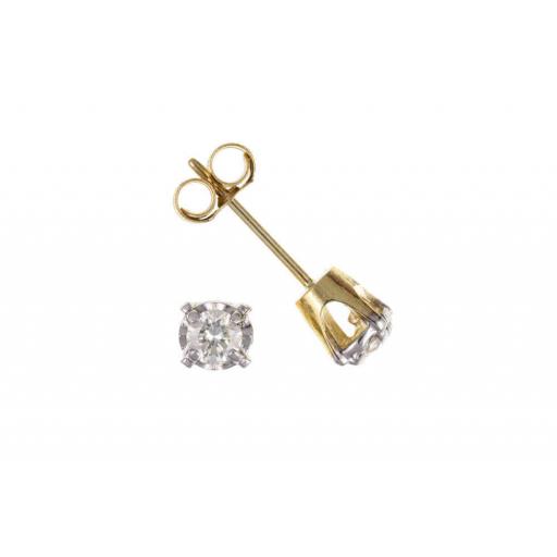 9ct Gold Real Diamond Ear Studs.