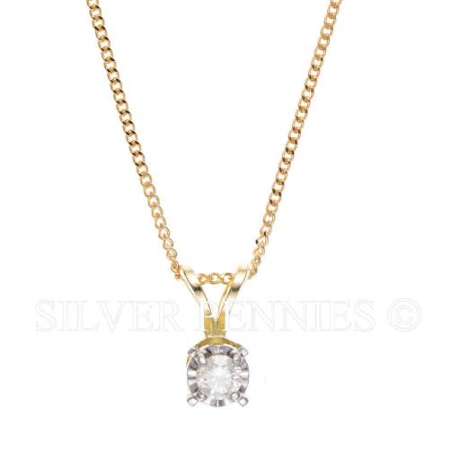9ct Gold Real Diamond Necklace