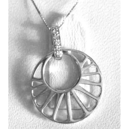 9ct White Gold And Diamond Pendant Necklace.