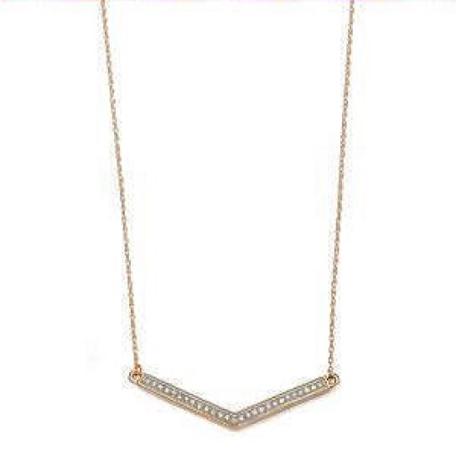 9ct Gold Diamond Chevron Pendant Necklace