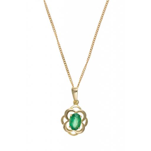 9ct Gold Real Emerald Celtic Pendant Necklace