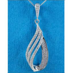 Tripple Teardrop Cubic Zirconia Pendant Necklace.jpg
