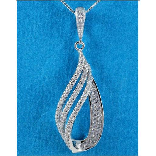 Tripple Teardrop Cubic Zirconia Pendant Necklace.jpg