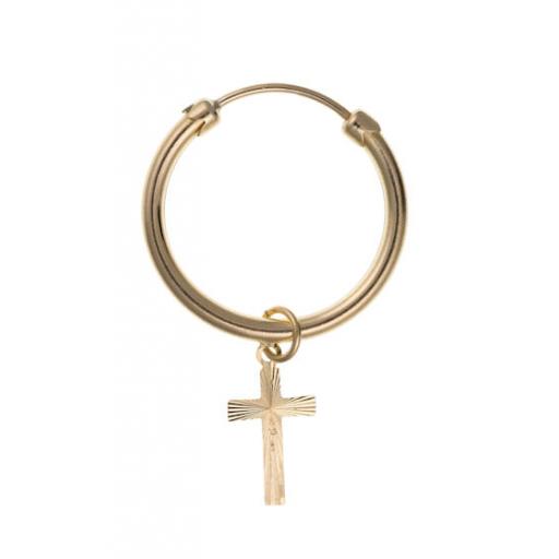 Gents 9ct Gold Cross Hoop Earring 19mm